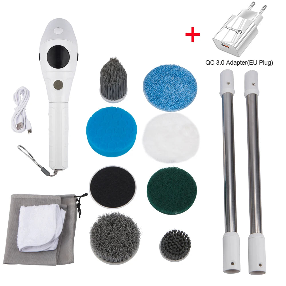 Multifunctional 8-in-1 Rotating Electric Cleaning Scrubber for Household Use