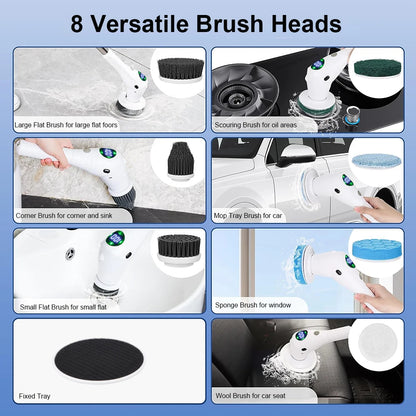 Multifunctional 8-in-1 Rotating Electric Cleaning Scrubber for Household Use