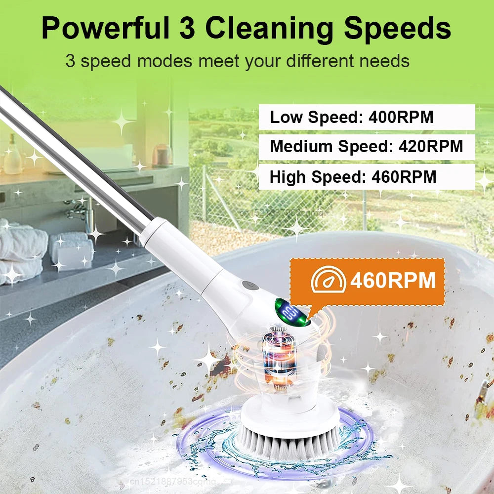 Multifunctional 8-in-1 Rotating Electric Cleaning Scrubber for Household Use