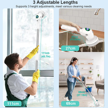 Multifunctional 8-in-1 Rotating Electric Cleaning Scrubber for Household Use