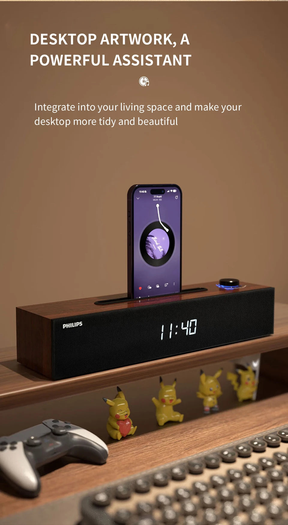 Philips SPA3809 Bluetooth speaker demonstrating seamless wireless connectivity with smartphones. Vitoi-Store